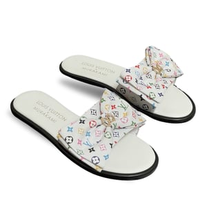 Louis Vuitton x Takashi Murakami Lily Flat Mule Bow Slide Sandals White 1AGVYA