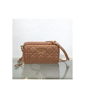 Dior Caro Double Pouch Brown Supple Cannage Calfskin