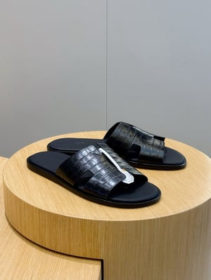 Hermès Black Crocodile Oran Sandals- Shoes for Men