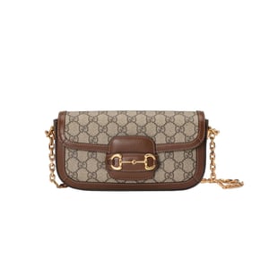 Gucci Horsebit 1955 GG Supreme Canvas Should Bag Brown