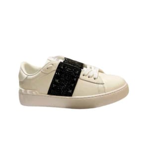 Valentino Garavani Rockstud Untitled Crystal Embellished Leather Sneakers Black