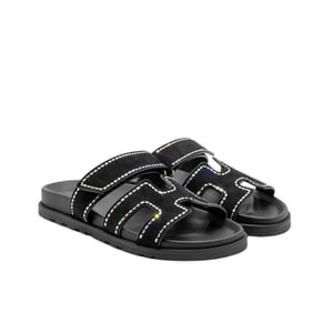 Hermes Chypre Sandal Suede Crystal Black