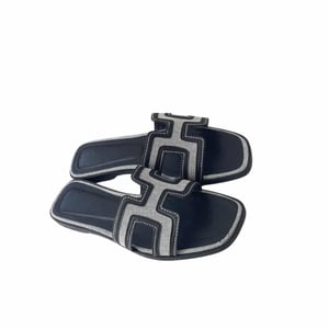 Hermes Oran Sandal Jean In Black Grey