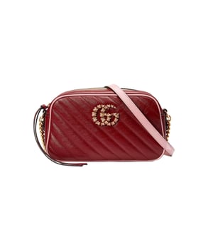 Gucci GG Marmont Small Shoulder Bag Red and Emerald Leather