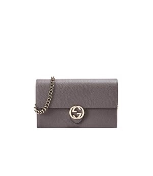 Gucci GG Interlocking Wallet On Chain Grey