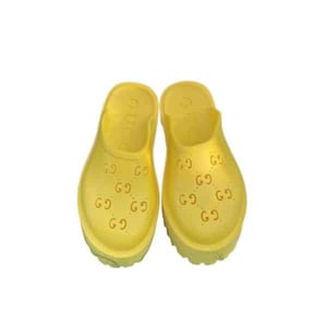 Gucci Men'S Slip On Sandal Yellow Gg Rubber