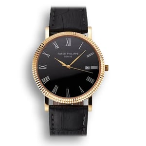Patek Philippe Calatrava Black Dial Roman</br> <span style="color: #a8927b; font-size: 90%;">40 mm, Yellow Gold Plated</span>