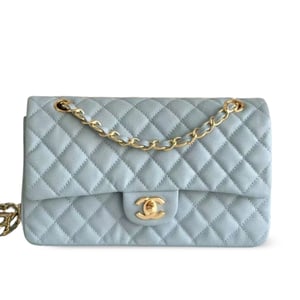 Chanel Classic Flap Bag 25 cm Light Blue Caviar Gold-Tone Hardware A01112