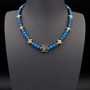 Louis Vuitton Turquoise Pearl Necklace Blue