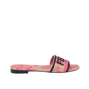 Fendi Signature Canvas Slides Pink 8R8092An7Mf1Kou