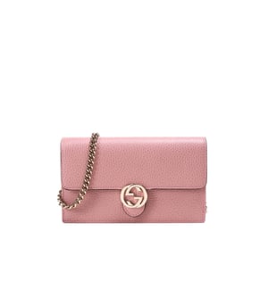 Gucci GG Interlocking Wallet On Chain Pink