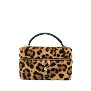Saint Laurent Leopard Haircalf Vanity Bag with YSL Monogram 18cm