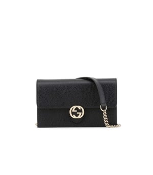 Gucci GG Interlocking Wallet On Chain Black