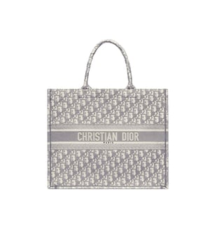 Dior Book Tote Grey Oblique Embroidery