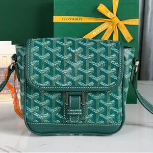 Goyard Grand Bleu 16 Cm Green Goyardine Canvas And Lambskin