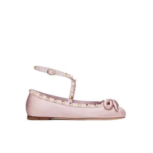Valentino Garavani Rockstud Satin Ballerina Water Lilac 3W2S0Hb6Swh 6E0