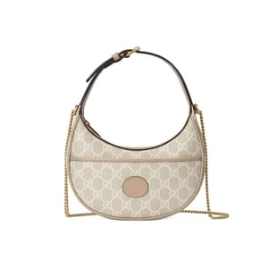 Gucci Half-Moon-Shaped Mini Bag with Interlocking G Oatmeal