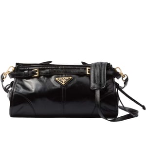 Prada Small Leather Shoulder Bag Black 26Cm