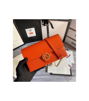 Gucci GG Interlocking Wallet On Chain Orange