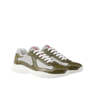 Prada Patent Leather And Technical Fabric Cup Sneakers