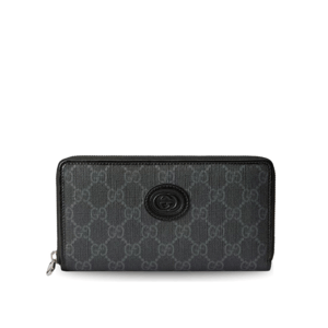 Gucci Ophidia GG Zip Around Wallet With Interlocking G Black 8in/19cm For Men