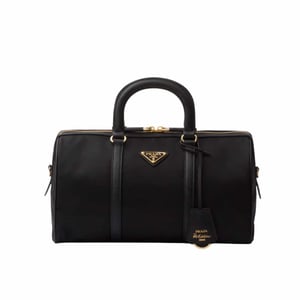Prada Re Edition 1978 Re Nylon X Saffiano Medium Top Handle Bag Black 31Cm