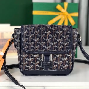 Goyard Grand Bleu 16 Cm Navy Blue Goyardine Canvas And Lambskin