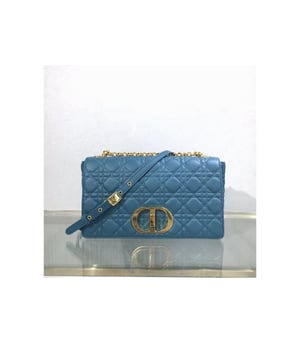 Dior Large Caro Bag Ocean Blue Supple Cannage Calfskin