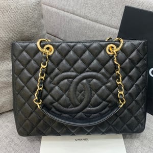 Chanel Grand Shopping Tote Bag 34Cm Black Caviar Gold Hardware