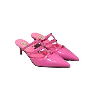 Valentino Garavani Rockstud Wispy Mule In Calfskin Magenta