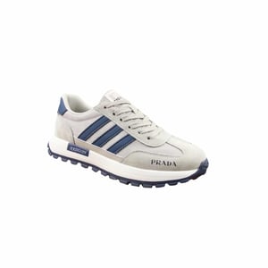 Prada Men?S Sneakers Suede With Stripe Blue