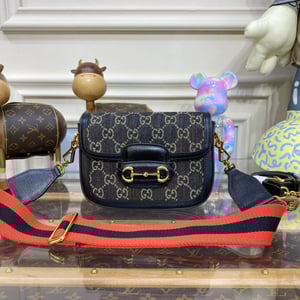 Gucci Horsebit 1955 Denim Mini Bag Black