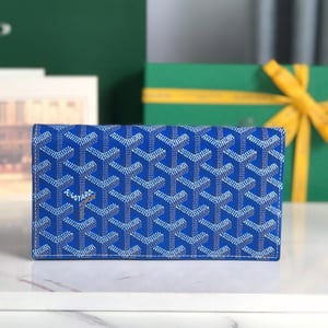 Goyard Richelieu Wallet 19 Cm Sapphire Blue Goyardine Canvas