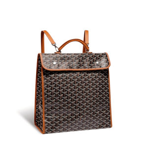 Goyard Leger Backpack 37 Cm Black Goyardine Canvas With Tan Calfskin Trim