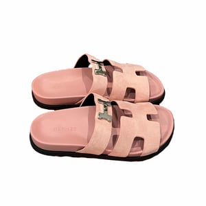 Hermes Chypre Sandal H Logo Silver Hardware Pink