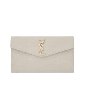 Saint Laurent Uptown Pouch In Crocodile Embossed Shiny Leather