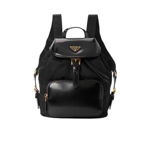 Prada Women Re Nylon And Brushed Backpack Black 27Cm