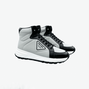 Prada Prax 01 Re Nylon And Brushed Leather Sneakers Grey