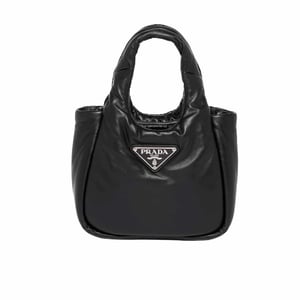 Prada Padded Soft Leather Bag Geranium Black 19Cm