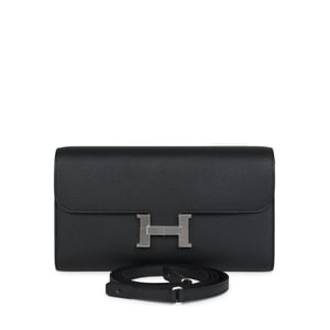 Hermes Constance Wallet Epsom Leather Palladium Hardware In Black 20cm