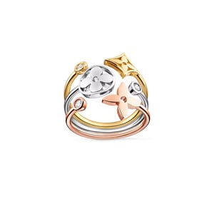 Louis Vuitton Rings Idylle Blossom Paved Ring, 3 Golds And Diamonds