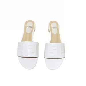 Fendi Silk Cowhide Slippers White
