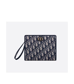 Dior Small 30 Montaigne Pouch Blue Oblique jacquard