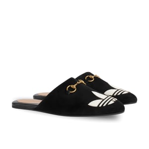 Gucci X Adidas Women'S Trefoil Slipper Leather Black