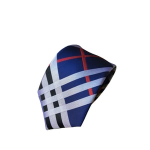 Burberry Blue Modern Check Silk Tie For Men