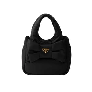 Prada Padded Re Nylon Mini Bag With Bow Black 19Cm