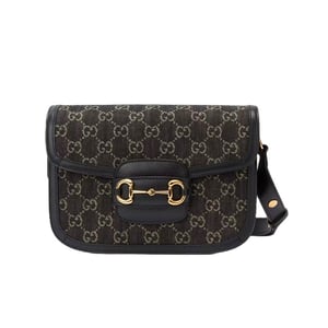 Gucci Horsebit 1955 Denim Shoulder Bag Black