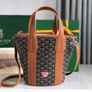 Goyard Small Belharra 24 Cm Black Goyardine Canvas And Tan Lambskin