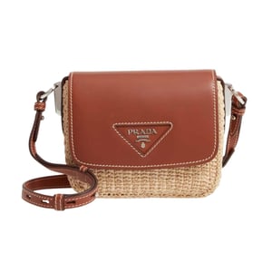 Prada Raffia And Leather Crossbody Bag Naturale Brown 20Cm