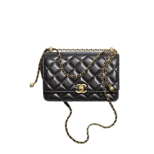 Chanel Shiny Calfskin & Gold-Tone Metal Black 19.2cm/7.6in